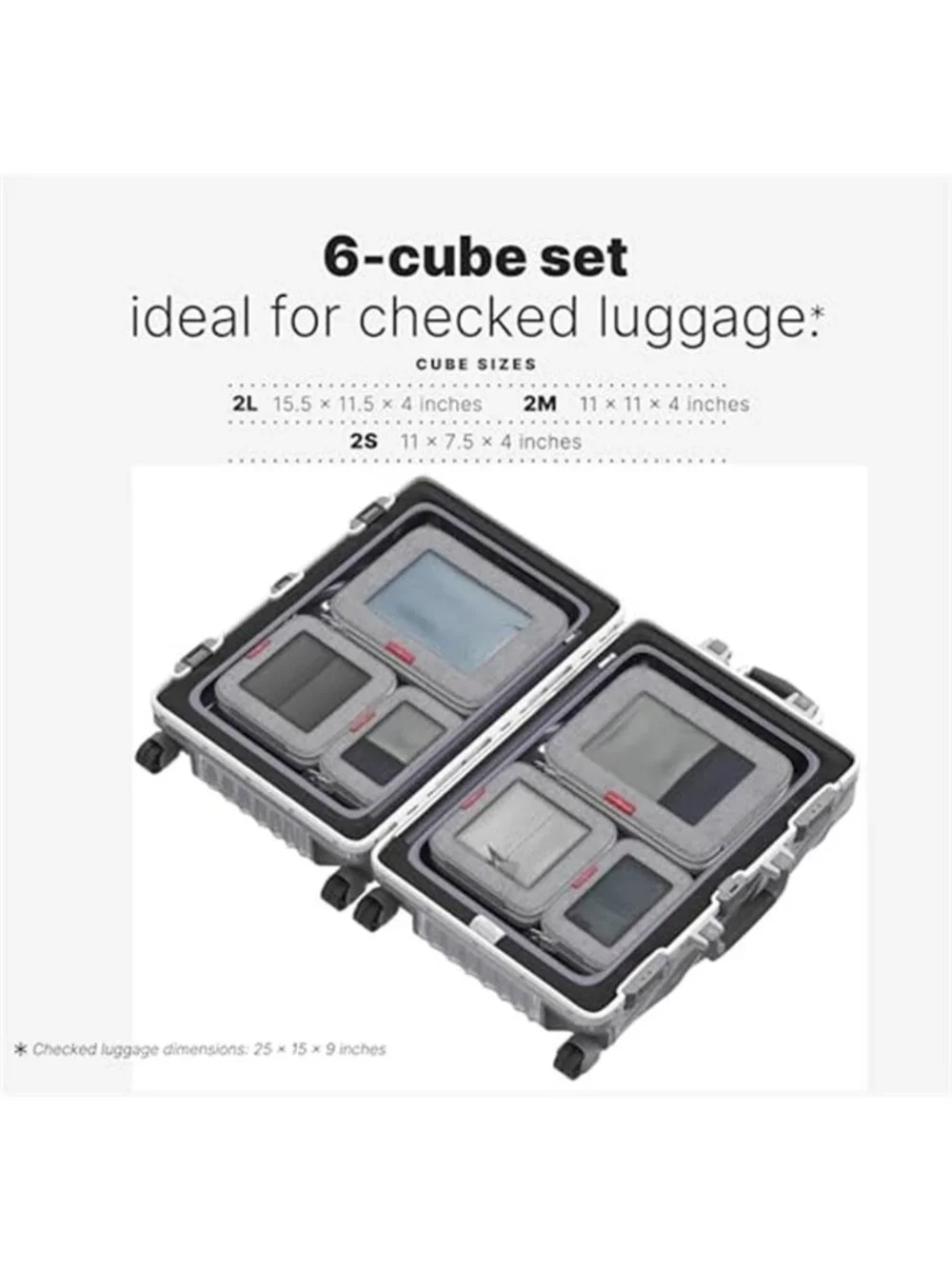 6 Pack Compression Packing Cubes Travel Organizer Set Suitcase Luggage Grey